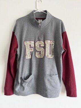 PINK Victoria's Secret Grey FSU Seninoles Pullover with Garnet Trim S